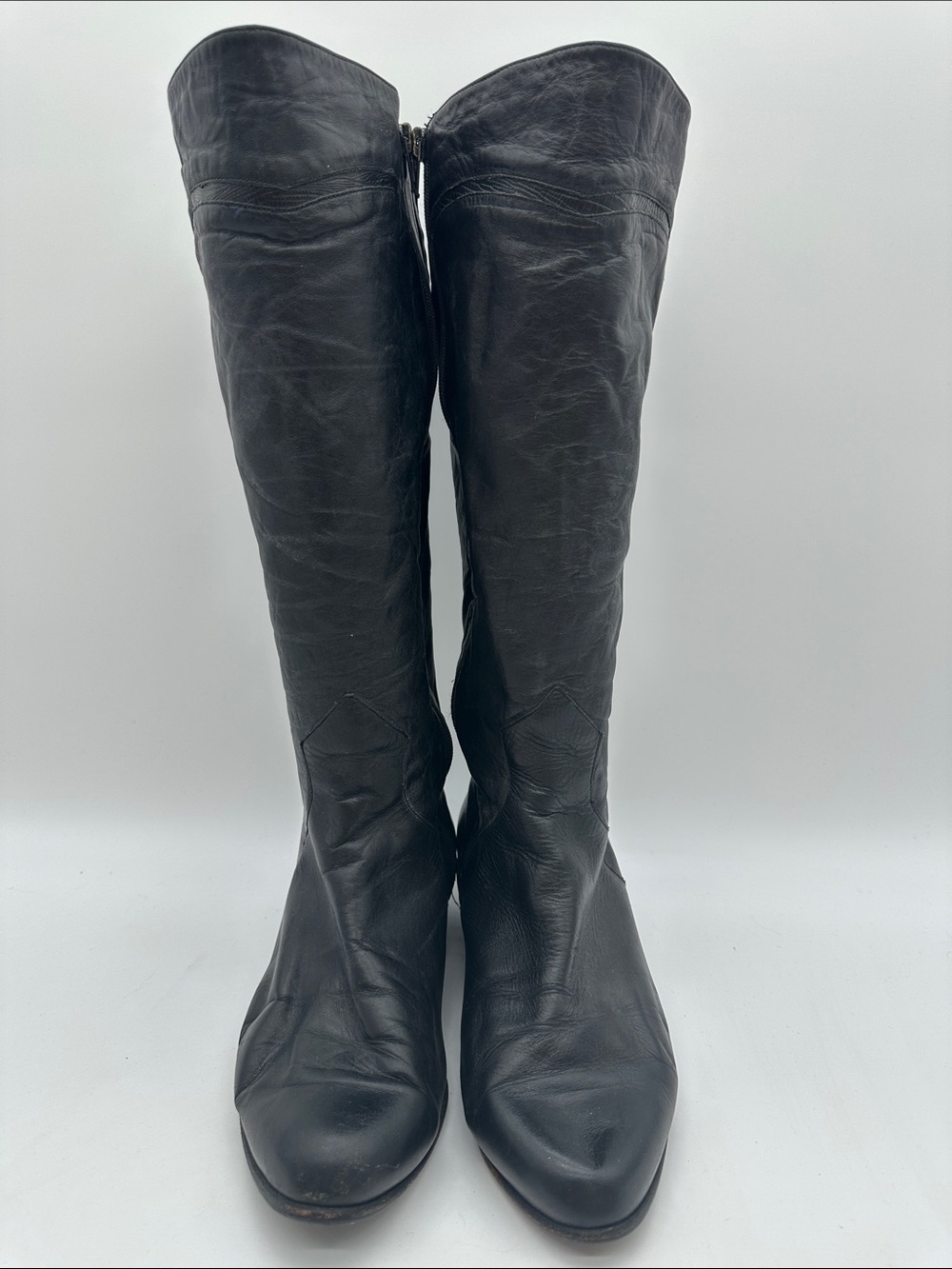 Vintage Black Leather Western Boots - Picture 2 of 9